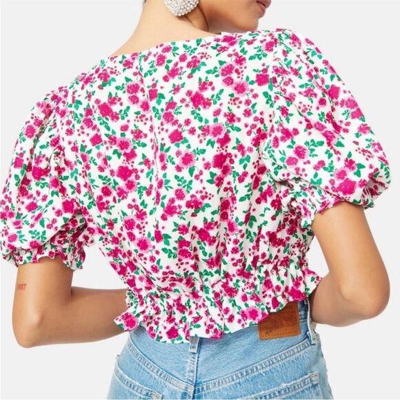 FOR LOVE & LEMONS Petal Blouse in Carnation size small - Picture 3 of 10